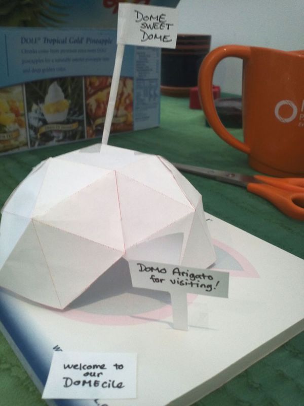 Scale Models of Nearodesic Polyhedron Hexayurt